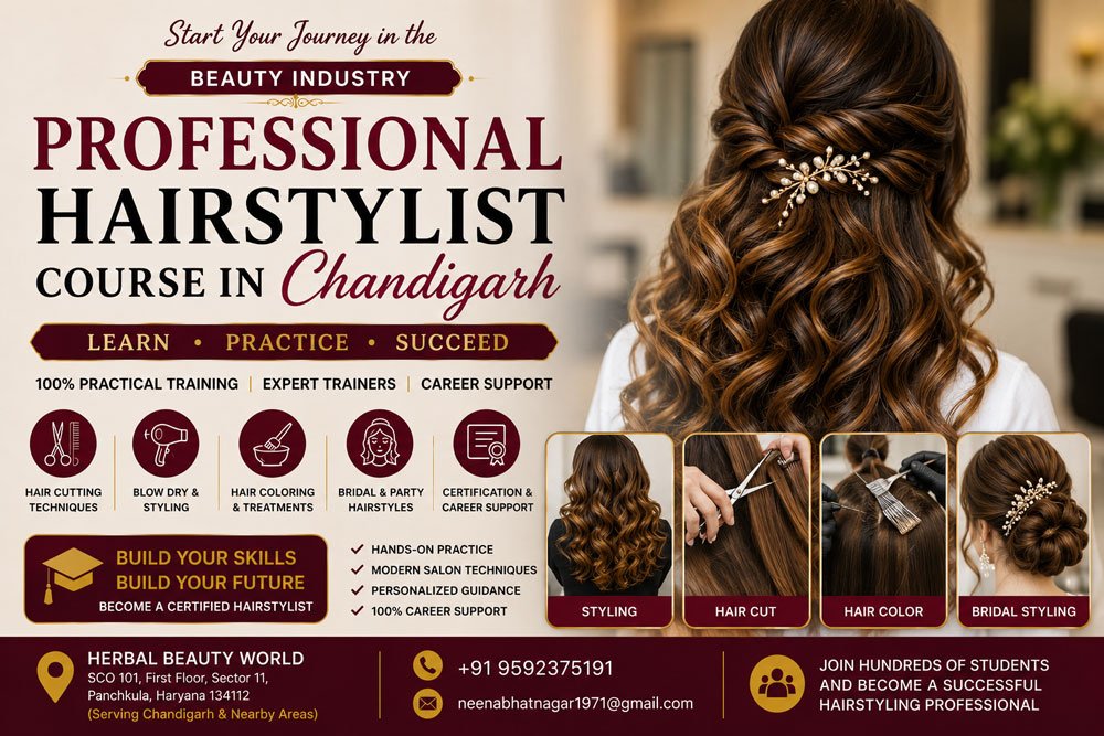 Professional Hairstylist Course in Chandigarh with Practical Hair Styling Training at Herbal Beauty World