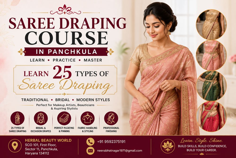Saree Draping Course in Panchkula – Learn 25 Types of Saree Draping