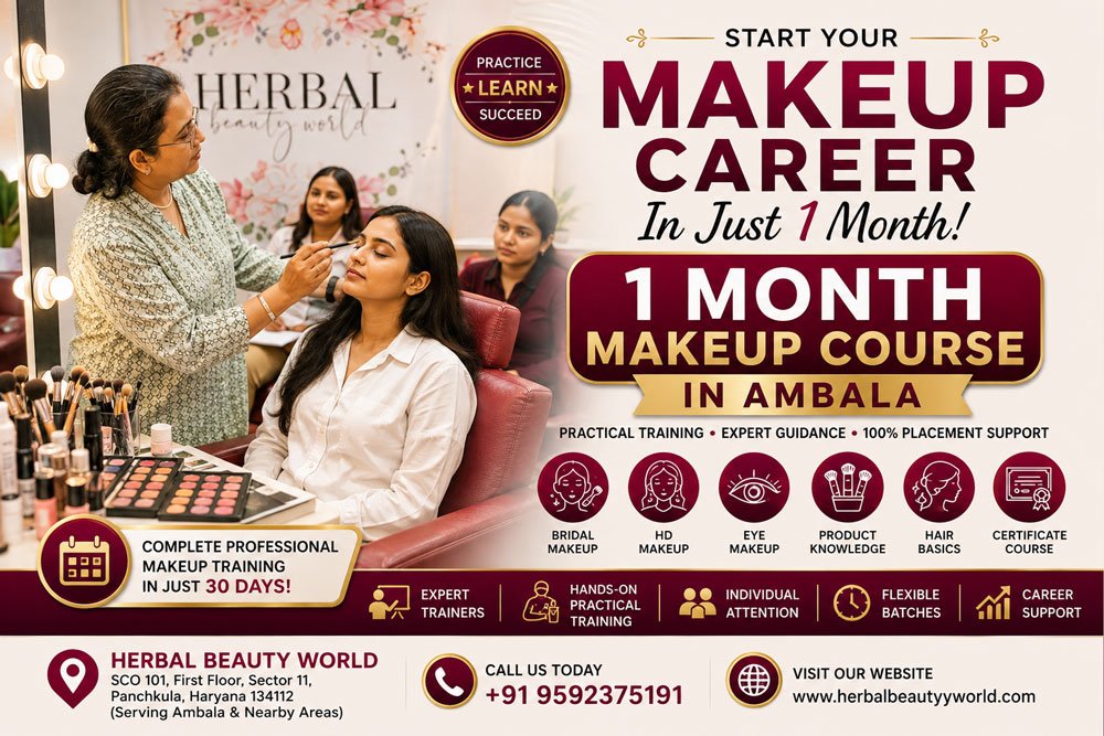 1 Month Makeup Course in Ambala with Professional Bridal & HD Makeup Training