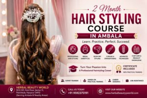 2 Month Hair Styling Course in Ambala with Bridal Hairstyling & Practical Hair Styling Training