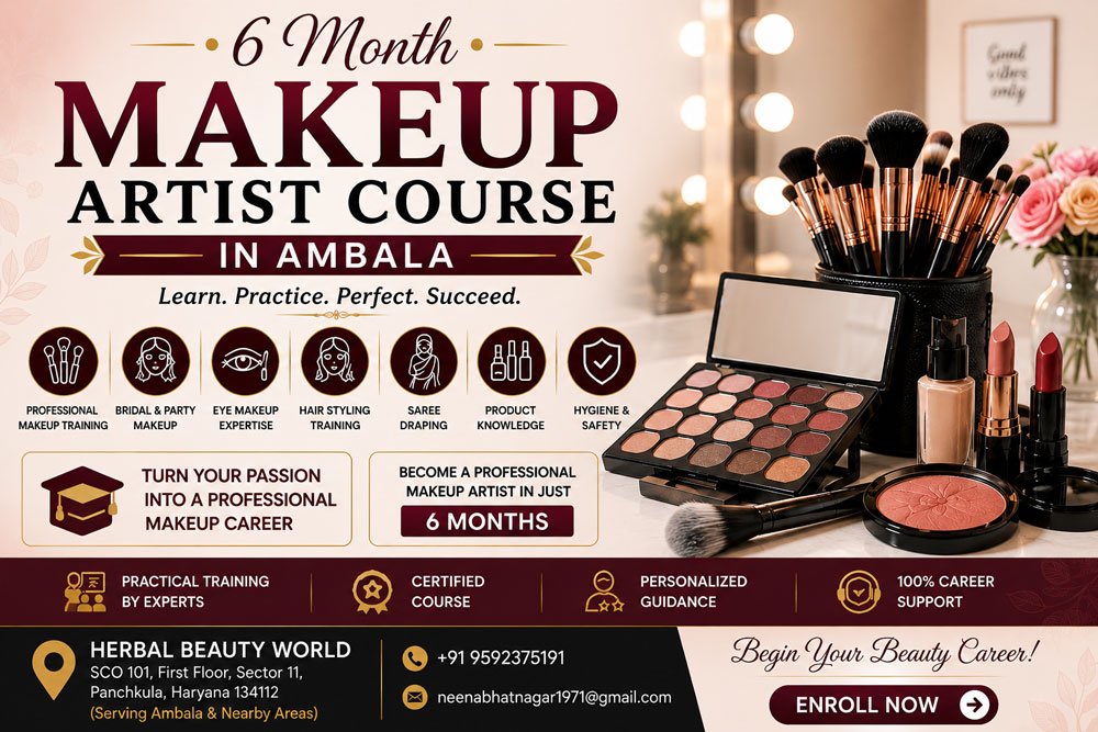 6 Month Makeup Artist Course in Ambala with Professional Bridal & HD Makeup Training