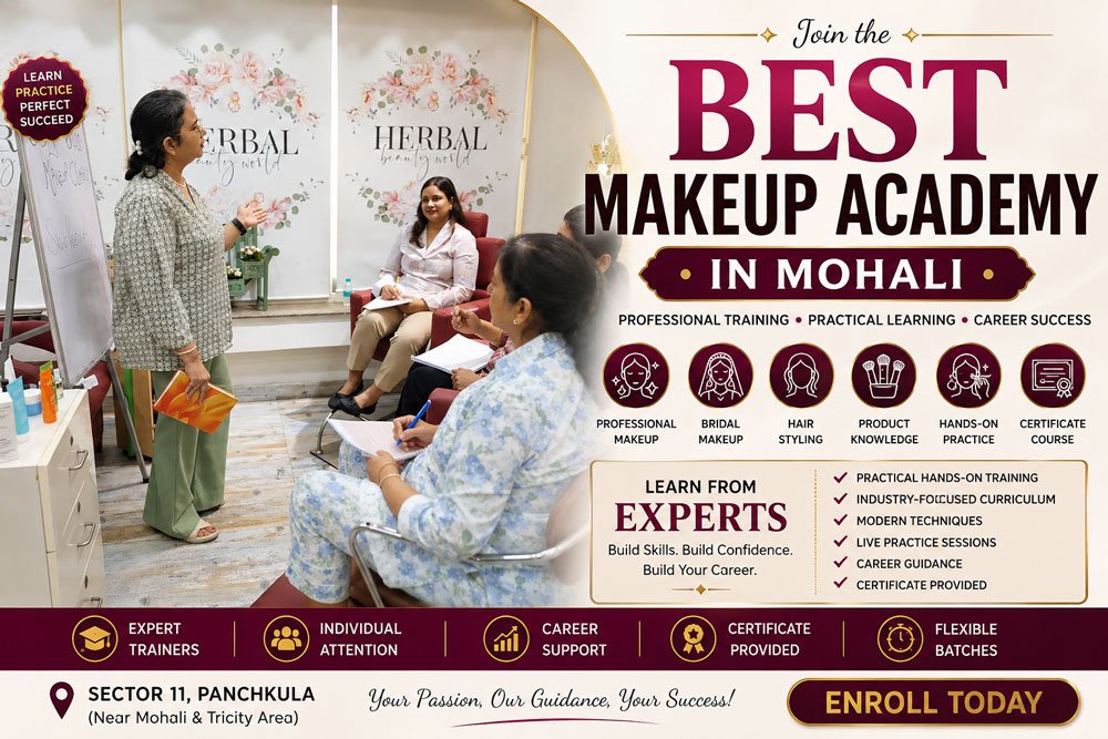 Best Makeup Academy in Mohali with Professional Makeup Training, Bridal Makeup & Hands-on Practical Classes