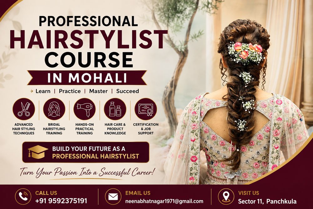 Professional Hairstylist Course in Mohali with Bridal Hair Styling & Practical Training